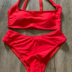 Two piece red bikini